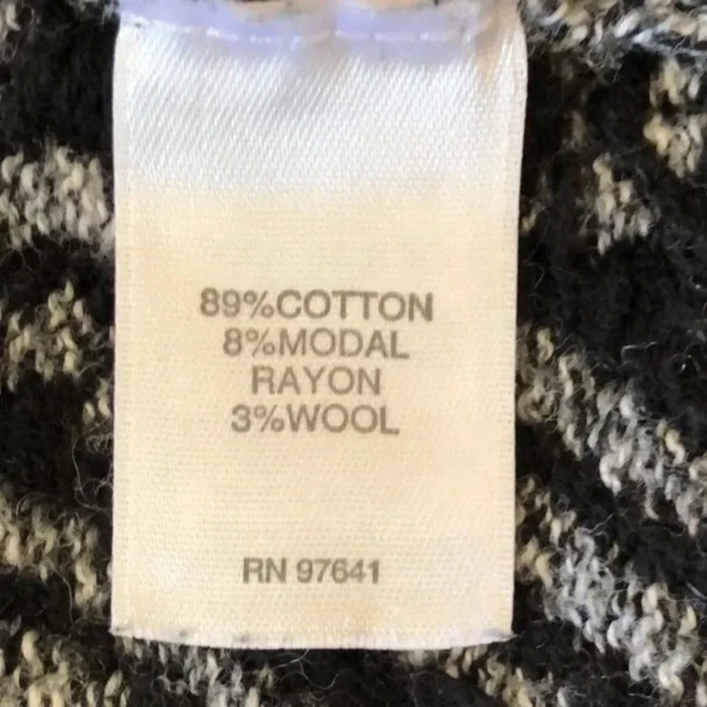 J.‎ JILL Women Large Grey Black Cozy Cotton Modal Wool Long Sleeve Tunic Sweater